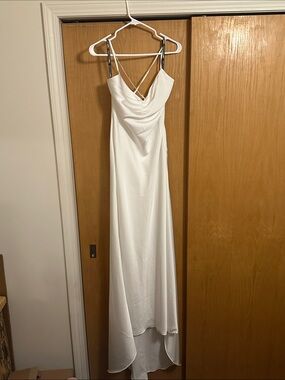 White Cowl Neck Slip Dress with Spaghetti Straps